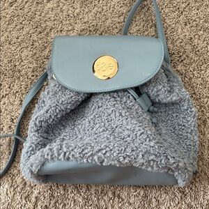 Chic blue Women's Backpack with Gold Accent